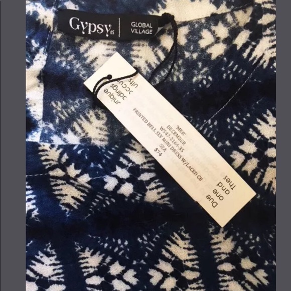 Gypsy 05 NWT Blue Shabori Print Mini Shift Dress S - Picture 7 of 7